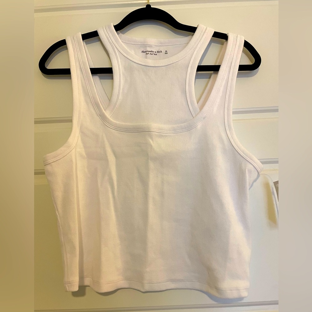 Abercrombie Ribbed Essential Cutout Tank in White - Size XL - Brand New w/ tags